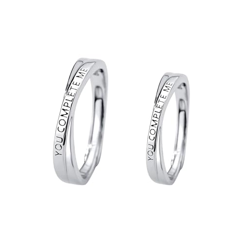 Silber Ring Damen Elegant, Promise Ring Frau You Complete Me 999 Sterling Silber Verstellbar von Aotiwe