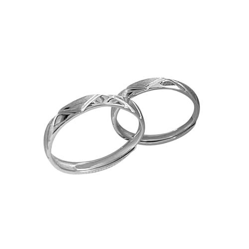 Silber Ringe Glitzer, Ring Männer 925 Rhombus Partens Paar Verstellbar Beste Freundin Geschenke Geburtstag von Aotiwe