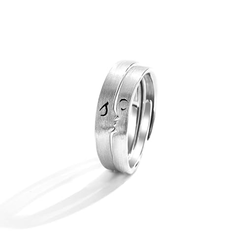 Silber Ringe Set Herren, Herren Ringe 925 Silber Kuss Von Angesicht Zu Angesicht Paar Verstellbar von Aotiwe