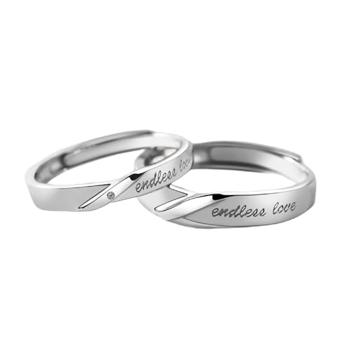 Silberring Herren Schmal, Promise Ring Man Band 925 Silber Verstellbar Jahrestag Geschenk von Aotiwe
