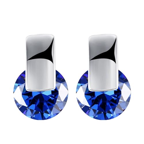 Statement Ohrringe, Lustige Ohrringe Quadratisch Rund Ohrringe Set Silber Blau mit Zirkonia Kupfer von Aotiwe