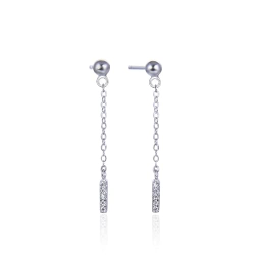 Statement Ohrringe Silber, Ohrstecker Sterling Silber Kette und Stange C Ohrringe Damen mit Weiß Rundschliff Zirkonia 39mm von Aotiwe