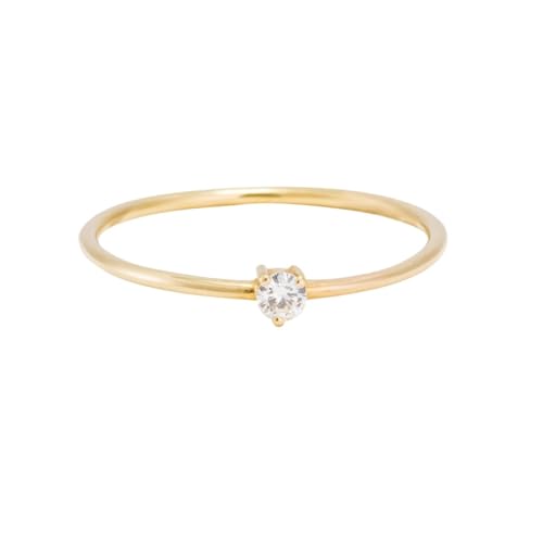 Statement Ring, Eheringe Damen Gold Empfindlich mit Rundschliff Moissanit 9K Gelbgold Größe 45 (14.3) von Aotiwe