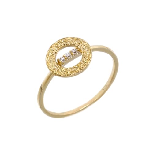 Statement Ring, Freundschaftsringe Gold Vintage-Hohlkreis mit Moissanit 14K Gelbgold Größe 52 (16.6) von Aotiwe