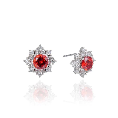 Stud Earrings For Women, Ohrstecker Silber 925 Damen Schneeflocken mit Runden Weißen Zirkonia Ohrringe Frauen Silber von Aotiwe