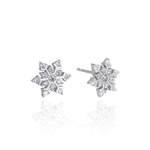 Stud Earrings For Women, Ohrstecker Silber 925 Lustig Schneeflocke M Ohrringe Silber mit Weiß Rundschliff Zirkonia von Aotiwe