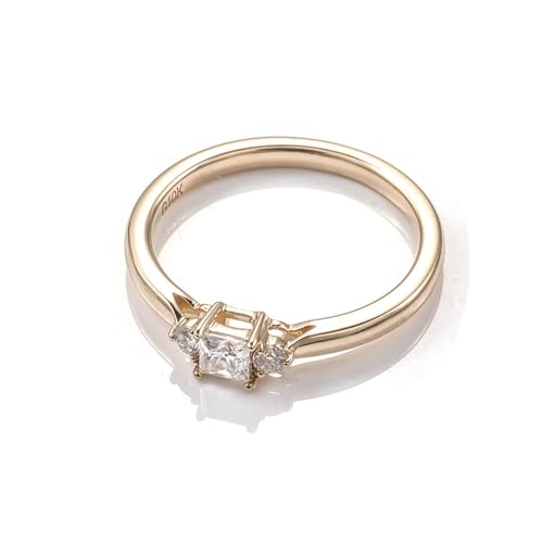 Unisize Ring, Knuckle Ring Quadrat mit Moissanit 14K Gelbgold Größe 47 (15.0) Schmuck Damen von Aotiwe