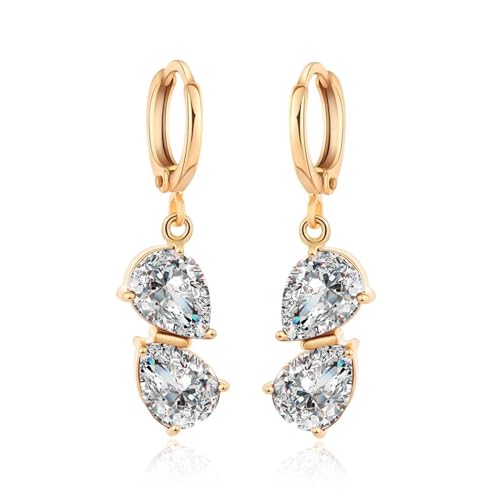 V Ohrringe, Ohrringe Damen Modeschmuck Creolen mit 2 Tropfenförmigen Zirkonia Gold Weiß H Ohrringe V Ohrringe, Ohrringe Damen Modeschmuck Creolen mit 2 Tropfenförmigen Zirkonia Gold Weiß H Ohrringe von Aotiwe