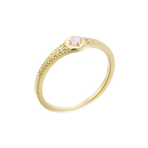 Verlobungsring Damen Gold Modeschmuck, Damenring Daumen Solitär Kette Design Sonne mit Opal 18K Gelbgold Größe 57 (18.1) von Aotiwe