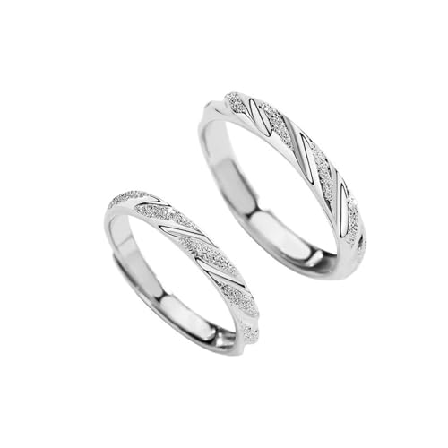 Verlobungsring Damen Silber, Silber Ringe 925 Frauen Set Mattierte Textur Verstellbar von Aotiwe
