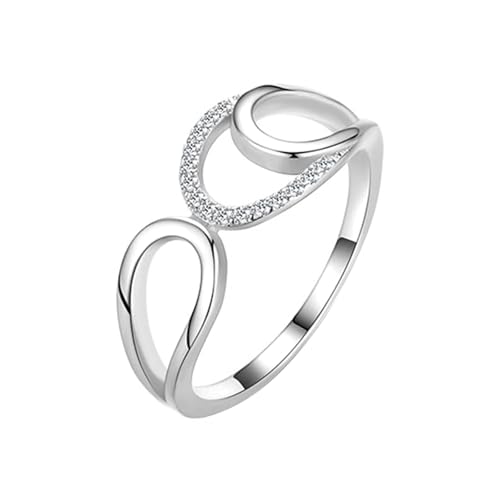 Verlobungsring Weissgold Damen 9K, Freundschaftsringe Freundinnen Ausgehöhlter Wassertropfen mit Moissanit Größe 50 (15.9) von Aotiwe