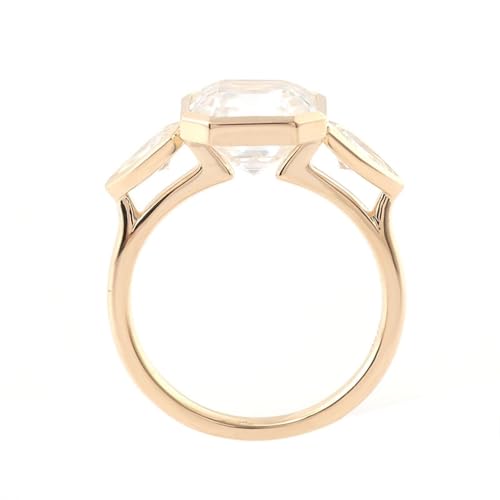 Verlobungsringe Damen, Promise Ring mit Geometrischem Weißem Moissanit 2 Karat 9K Gelbgold Größe 54 (17.2) von Aotiwe