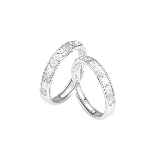 Verlobungsringe Silber, Partner Ringe 925 Sterling Silber Römische Ziffern Geprägt Paar Verstellbar von Aotiwe