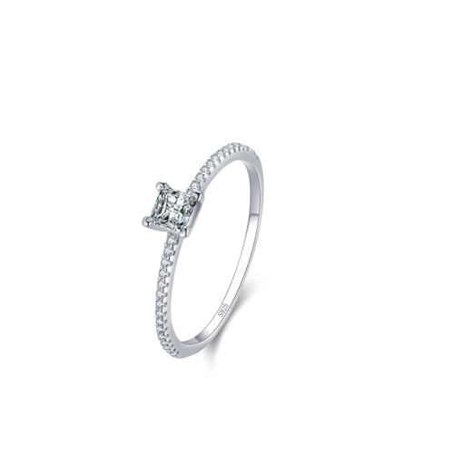 Zarter Ring, Damenring Zeigefinger Silber Ewigkeit mit Quadratischem Solitär 925 Silber Größe 52 (16.6) von Aotiwe