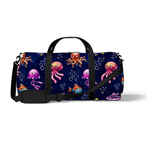 Aotmany Sporttasche für Yoga, Tanzen, Wochenend-Reisetasche, bunt, Cartoon-Katze, Workout, Schultertasche für Damen und Herren, Marine Life Seamless, Einheitsgröße von Aotmany