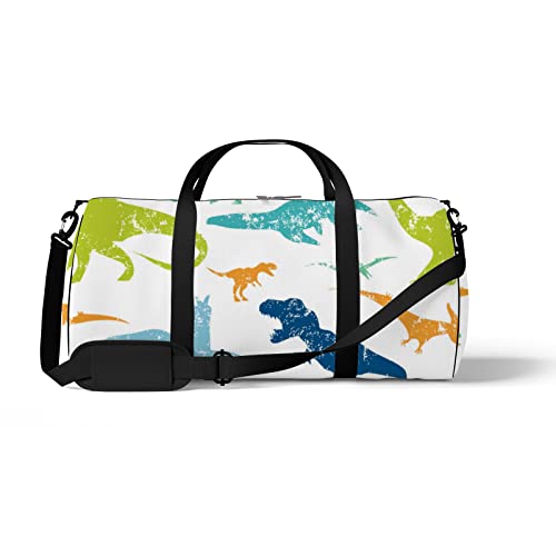 Aotmany Sporttasche für Yoga, Tanzen, Wochenendausflüge, Reisetasche, Cartoon-Mops, Welpen, Workout, Handgepäck, Schultertasche für Damen und Herren, Nahtloses Dinosaurier-Design, Einheitsgröße von Aotmany