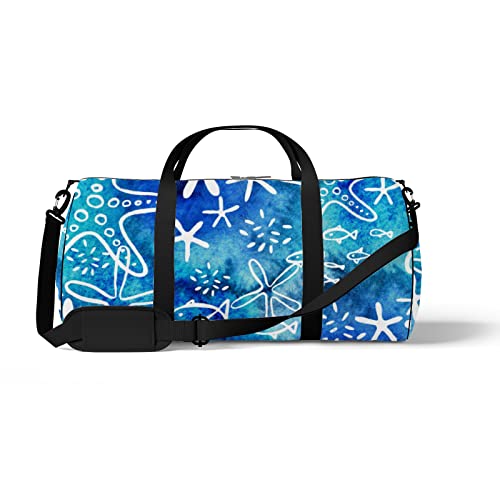 Aotmany Sporttasche für Yoga, Tanzen, Wochenendausflüge, Reisetasche, Pilzschnecke, Workout, Handgepäcktasche für Damen und Herren, 44,7 x 22,9 cm, Wasserfarben, blauer Seestern, Einheitsgröße von Aotmany