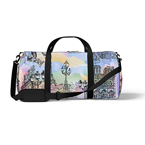 Aotmany Sporttasche für Yoga, Tanzen, Wochenendausflüge, nahtlos, Aquarell-Sonnenblume, Workout, Schultertasche für Damen und Herren, Nahtlose Aquarell-Stadt, Einheitsgröße von Aotmany