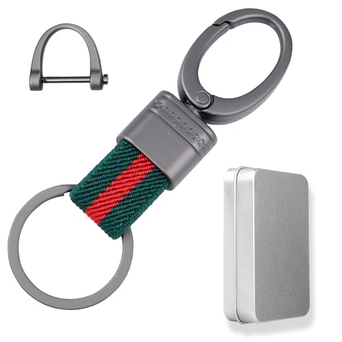 Aotoyou Geflochtener Schlüsselanhänger Schlüsselbund Kurz Schlüsselband Keychain für Damen/Herren Schlüssel, Autoschlüssel(Rot-Grün) von Aotoyou