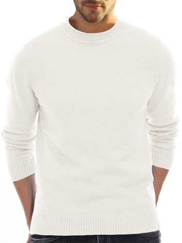 Aotoyou Male Strickpullover mit Rundhals Einfarbig Strickpullover mit Rundhals Weiß XXL Aotoyou Male Strickpullover mit Rundhals Einfarbig Strickpullover mit Rundhals Weiß XXL von Aotoyou