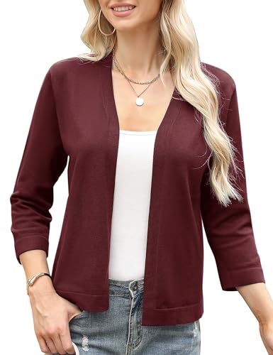 Aottori Bolero Damen Festlich Elegant Kurz Strickjacke Cardigan Kurze Jacke Bolerojacke 3/4 Ärmel Leichte Sommerjacke Kurzjacke Jäckchen für Abendkleider von Aottori