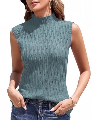 Aottori Damen Rolli Top Elegant Rollkragenshirt Ärmellos Dünn Leicht Rollkragen Stretch Unterziehrolli Basic Tops Slim Fit Gerippt Weste Hyland S von Aottori