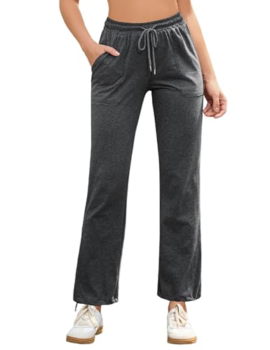 Aottori Jogginghose Damen - Sporthose Frauen Baumwolle Trainingshose Fitness High Waist Sweatpants Freizeithose Lang Jogging Hose Laufhosen Modern Dunkelgrau S von Aottori