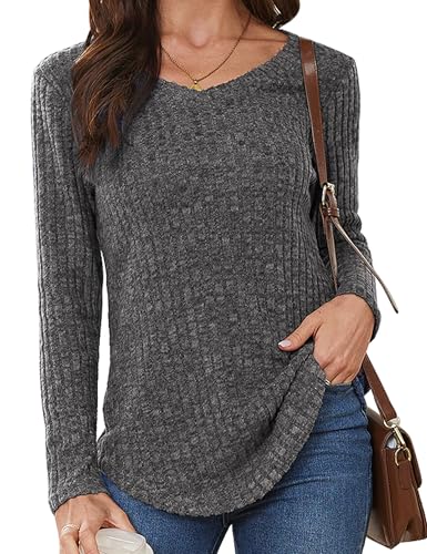 Aottori Pullover Damen Herbst Winter Strickpullover Rundhals V-Ausschnitt Langarmshirt Sweatshirt Tunika Top Oberteile Elegant B-Grau L Aottori Pullover Damen Herbst Winter Strickpullover Rundhals V-Ausschnitt Langarmshirt Sweatshirt Tunika Top Oberteile Elegant B-Grau L von Aottori