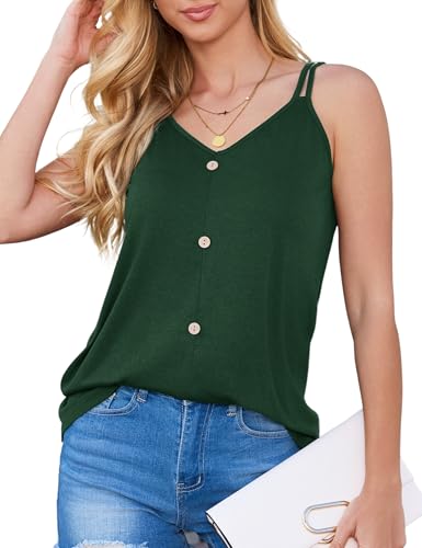 Aottori Sommer Tank Top Damen Ärmellos Spaghetti Cami Atmungsaktiv und Ideal für Entspannte Tage Grün XXL von Aottori