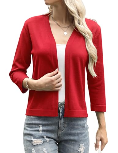 Aottori Strickjacke Damen Kurz Elegant Bolero Festlich Cardigan Kurze Jacke Bolerojacke 3/4 Ärmel Leichte Sommerjacke Kurzjacke Jäckchen für Abendkleider von Aottori