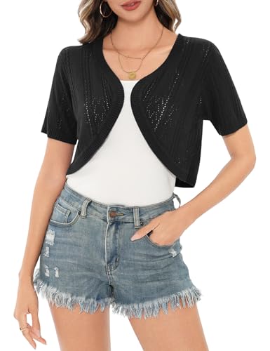 Aottori Strickjacken für Damen Kurz Bolero Elegant Festliche Cardigan Sommer Leicht Schulterjacke Kurzarm Brautjacke für Abendkleider Hochzeit Schwarz XXL Aottori Strickjacken für Damen Kurz Bolero Elegant Festliche Cardigan Sommer Leicht Schulterjacke Kurzarm Brautjacke für Abendkleider Hochzeit Schwarz XXL von Aottori