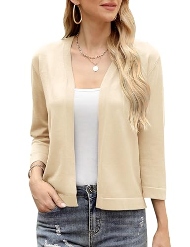 Aottori Bolero Damen Festlich Elegant Kurz Strickjacke Cardigan Kurze Jacke Bolerojacke 3/4 Ärmel Leichte Sommerjacke Kurzjacke Jäckchen für Abendkleider von Aottori