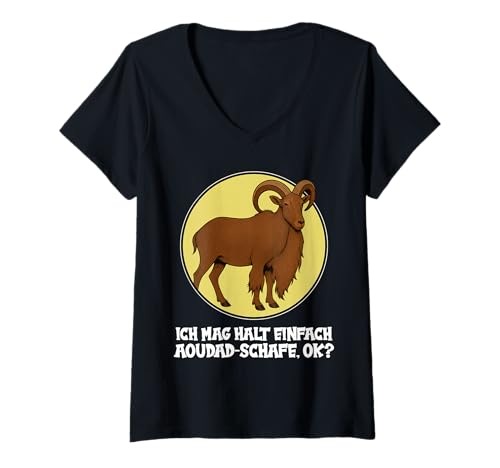 Damen Aoudad-Schafe Aoudad-Schaf T-Shirt mit V-Ausschnitt Damen Aoudad-Schafe Aoudad-Schaf T-Shirt mit V-Ausschnitt von Aoudad-Schafe Aoudad-Schaf Tier Shop