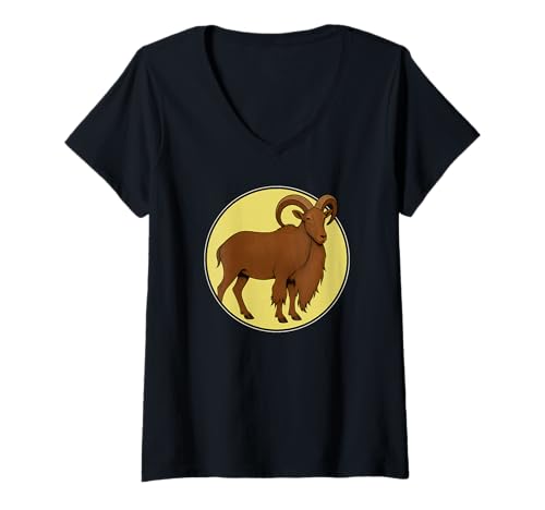 Damen Aoudad-Schafe Aoudad-Schaf T-Shirt mit V-Ausschnitt Damen Aoudad-Schafe Aoudad-Schaf T-Shirt mit V-Ausschnitt von Aoudad-Schafe Aoudad-Schaf Tier Shop