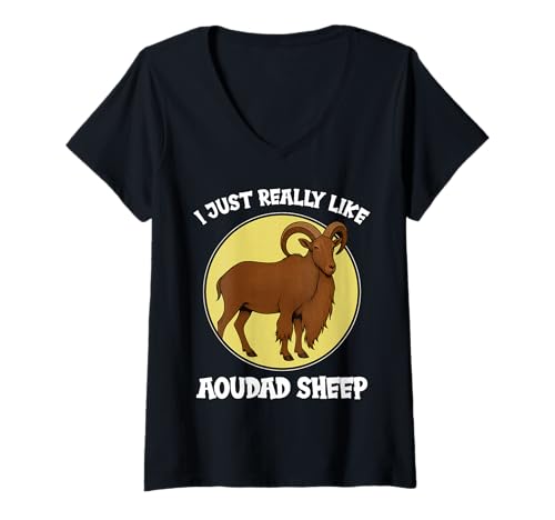 Damen Aoudad-Schafe Aoudad-Schaf T-Shirt mit V-Ausschnitt Damen Aoudad-Schafe Aoudad-Schaf T-Shirt mit V-Ausschnitt von Aoudad-Schafe Aoudad-Schaf Tier Shop