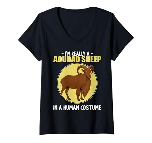 Damen Aoudad-Schafe Aoudad-Schaf T-Shirt mit V-Ausschnitt Damen Aoudad-Schafe Aoudad-Schaf T-Shirt mit V-Ausschnitt von Aoudad-Schafe Aoudad-Schaf Tier Shop