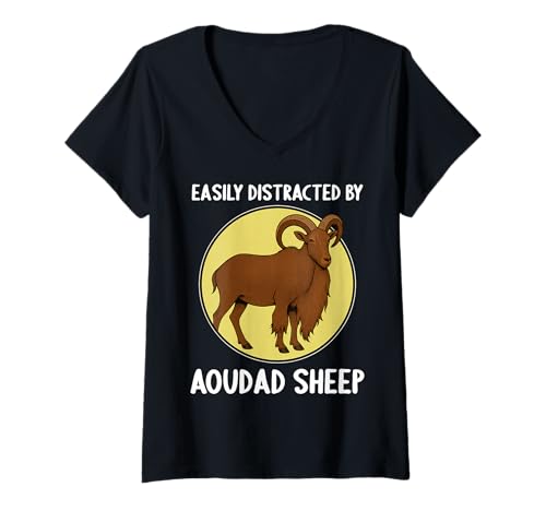 Damen Aoudad-Schafe Aoudad-Schaf T-Shirt mit V-Ausschnitt Damen Aoudad-Schafe Aoudad-Schaf T-Shirt mit V-Ausschnitt von Aoudad-Schafe Aoudad-Schaf Tier Shop