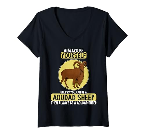 Damen Aoudad-Schafe Aoudad-Schaf T-Shirt mit V-Ausschnitt Damen Aoudad-Schafe Aoudad-Schaf T-Shirt mit V-Ausschnitt von Aoudad-Schafe Aoudad-Schaf Tier Shop