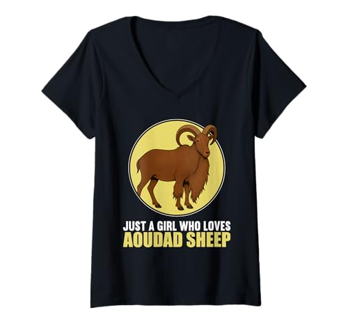 Damen Aoudad-Schafe Aoudad-Schaf T-Shirt mit V-Ausschnitt Damen Aoudad-Schafe Aoudad-Schaf T-Shirt mit V-Ausschnitt von Aoudad-Schafe Aoudad-Schaf Tier Shop