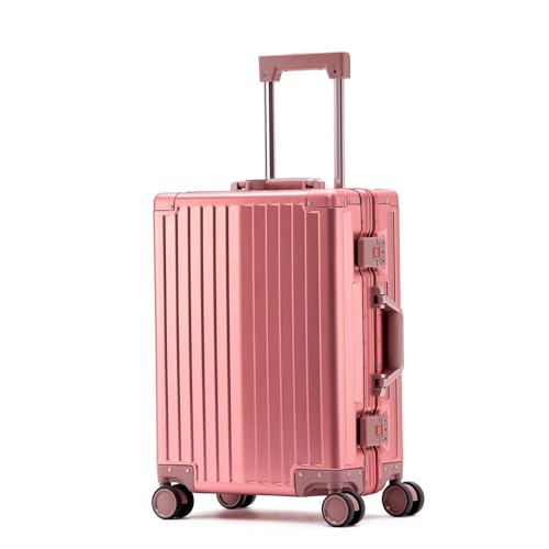 Roll-Handgepäck aus Aluminium mit Spinnrädern, Hartschale, Ganzmetall-Gepäck, von Fluggesellschaften zugelassen, kariert, Handgepäck, mit Reißverschluss, für Damen und Herren, rose, 51 cm, Modern Roll-Handgepäck aus Aluminium mit Spinnrädern, Hartschale, Ganzmetall-Gepäck, von Fluggesellschaften zugelassen, kariert, Handgepäck, mit Reißverschluss, für Damen und Herren, rose, 51 cm, Modern von Aoun