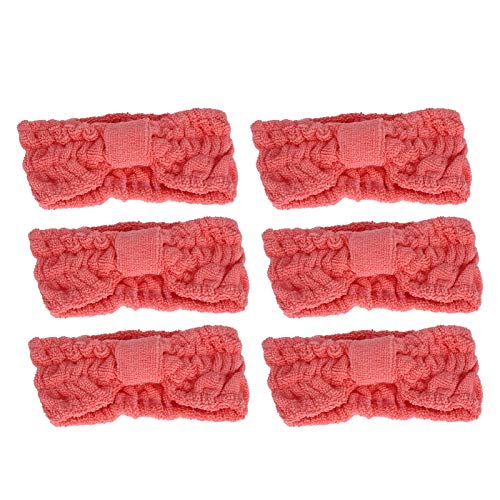 Mikrofaser-Bowknot-Stirnbänder, weiche elastische Haarbänder, 6 Stück, Make-up, Dusche, Spa, Sportzubehör (Rosenrot) von Aoveew