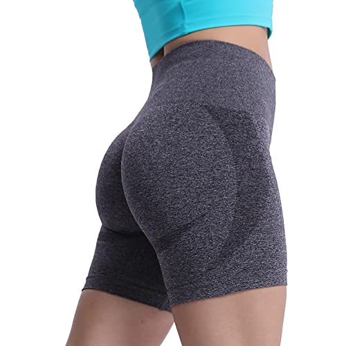 Aoxjox Contour Nahtlose Shorts für Damen, hohe Taille, Workout-Shorts, Fitnessstudio, Biker-Shorts, Booty, Laufen, Yoga, Shorts, 12,7 cm, Dunkler Kaffee meliert, Groß von Aoxjox