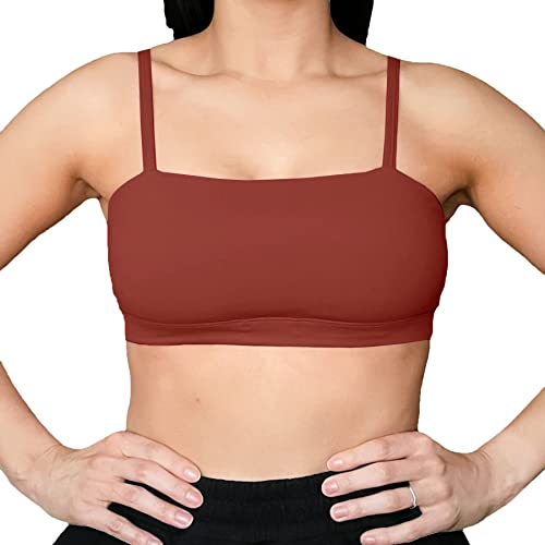 Aoxjox Damen Workout Bandeau Sport BHs Taining Fitness Laufen Yoga Crop Tank Top, Cherry Mahogany, Medium von Aoxjox