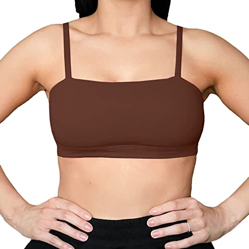 Aoxjox Damen Workout Bandeau Sport BHs Taining Fitness Laufen Yoga Crop Tank Top, Dunkelbraun, Large von Aoxjox