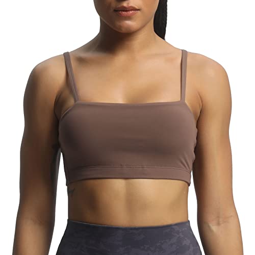 Aoxjox Damen Workout Bandeau Sport BHs Taining Fitness Laufen Yoga Crop Tank Top, Fudge Coffee, XX-Small von Aoxjox