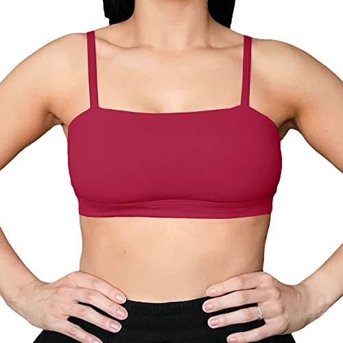 Aoxjox Damen Workout Bandeau Sport BHs Taining Fitness Laufen Yoga Crop Tank Top, Rot (Rumba Red), Medium von Aoxjox