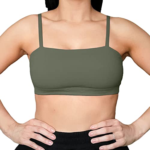 Aoxjox Damen Workout Bandeau Sport BHs Taining Fitness Laufen Yoga Crop Tank Top, olivgrün, Medium von Aoxjox