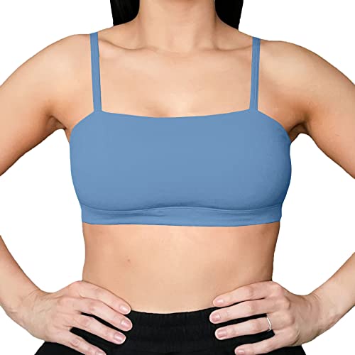 Aoxjox Damen Workout Bandeau Sport BHs Taining Fitness Laufen Yoga Crop Tank Top, stahlblau, Medium von Aoxjox