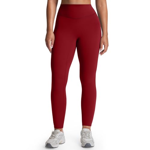 Aoxjox Damen-Workout-Leggings, hohe Taille, versteckter Bauchkontrolle, Fitnessstudio, Training, Yogahose, 63,5 cm/68,6 cm/72,4 cm, Rot (Rumba Red), S von Aoxjox