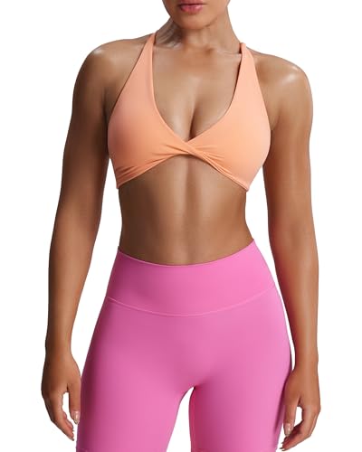 Aoxjox Damen Sport-BH Fitness Sienna Leichtstützender BH Yoga Crop-Top, Papaya, Medium von Aoxjox